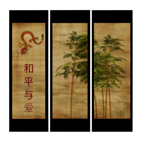 Chinese Dragon Triptych Wall Art