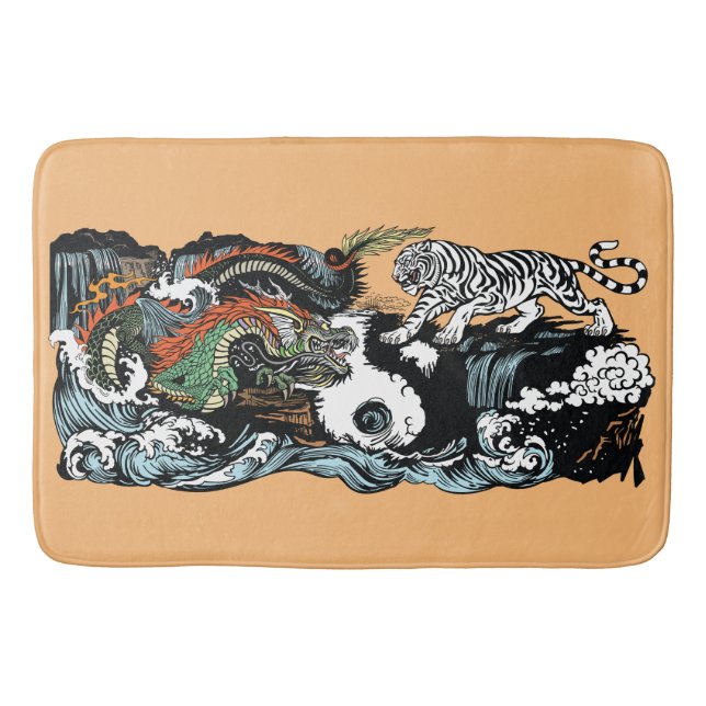 Chinese Dragon versus Tiger Bath Mat (Front)