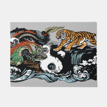 Chinese Dragon Versus Tiger Doormat by insimalife at Zazzle
