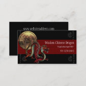Chinese Dragon w/Gold Wisdom Coin Business Cards (Front/Back)