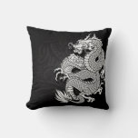 Chinese Dragon White And Black Throw Pillow at Zazzle