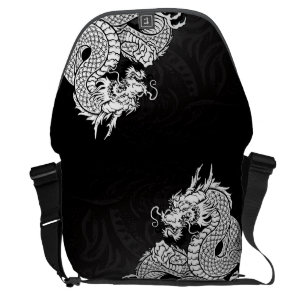 Chinese Dragon White Messenger Bag