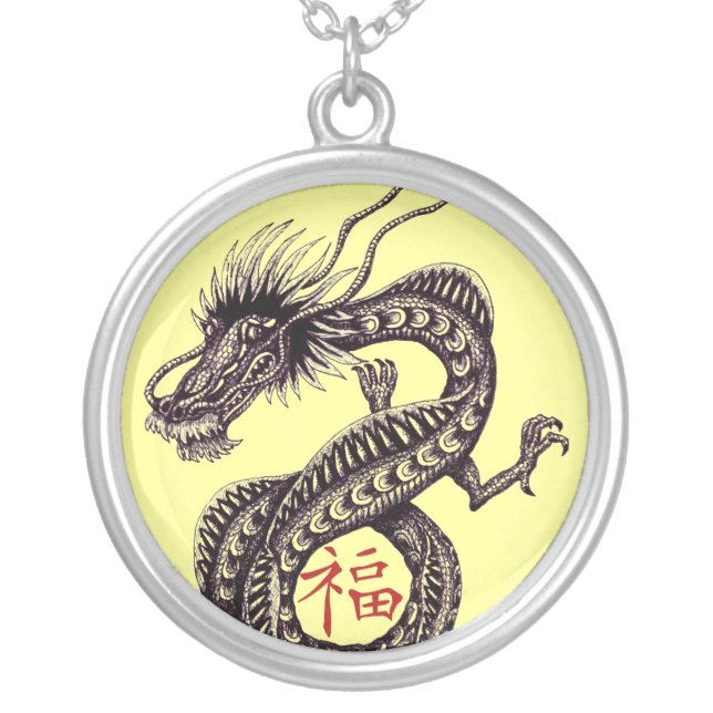 Chinese dragon with good luck symbol necklace (Front)