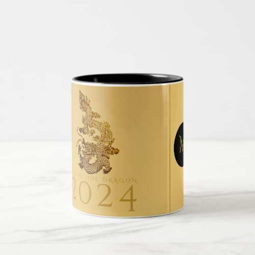 Chinese Dragon Year 2024 Elegant Monogram 2TMug Two_Tone Coffee Mug