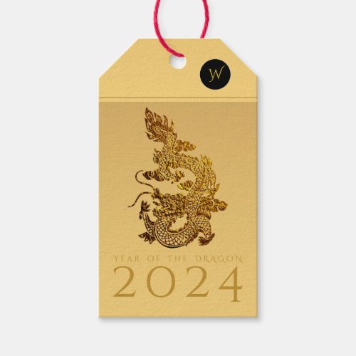 Chinese Dragon Year 2024 Elegant Monogram GTAG Gift Tags