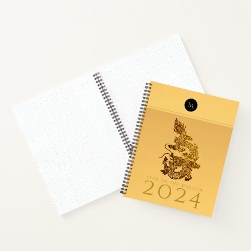 Chinese Dragon Year 2024 Elegant Monogram LSN Notebook