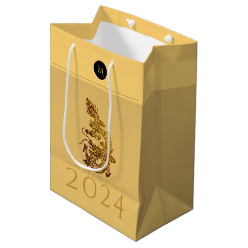 Chinese Dragon Year 2024 Elegant Monogram MGB Medium Gift Bag