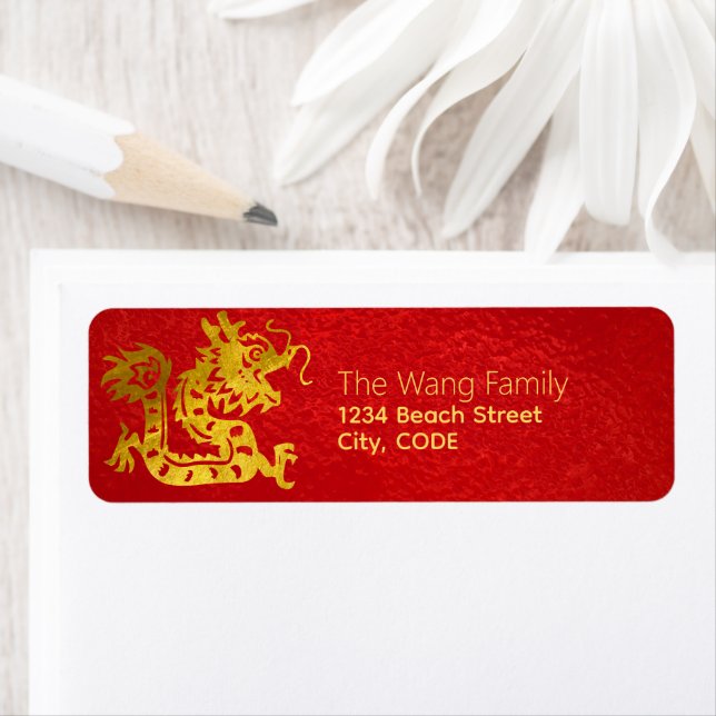 Chinese Dragon Year 2024 paper-cut Red Foil RAL2 Label (Insitu)