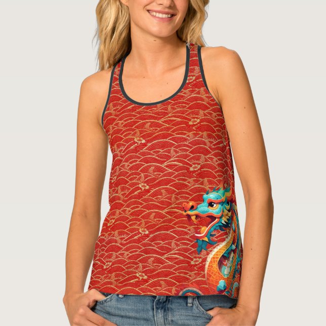 Chinese Dragon year Zodiac Birthday Red pattern TT Tank Top (Front)