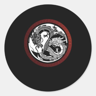 Chinese Dragon Yin Yang Harmony Meditation Gift Classic Round Sticker