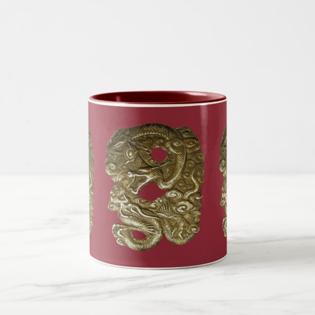 Chinese Dragons red Two-Tone Coffee Mug (Center)