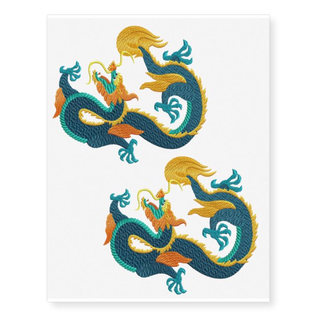 Chinese Dragons Temporary Tattoos - 2 Tatoos (Front)