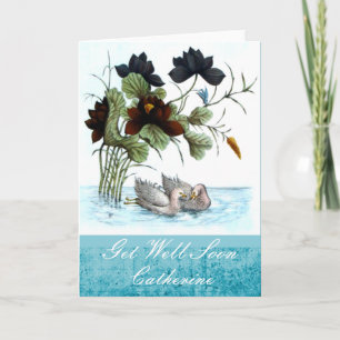 Chinese Ducks and Lotus Get Well Soon Card