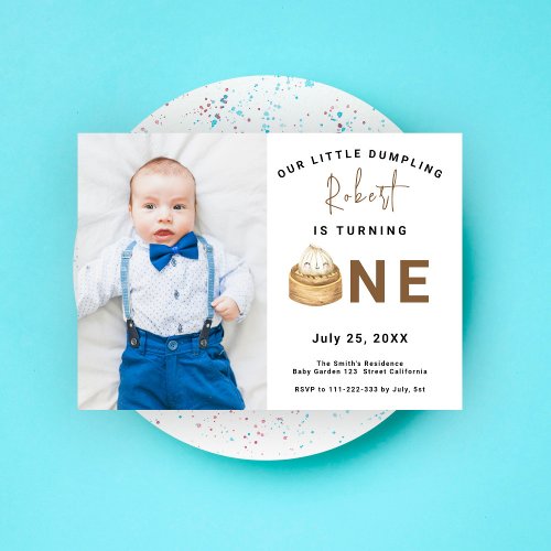 Chinese dumpling 1st Birthday Party  Invitation