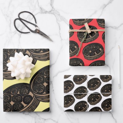 Chinese Dumplings on Wrapping Paper Sheets