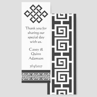 Chinese Elegance in Black Wedding Favor Bookmarks
