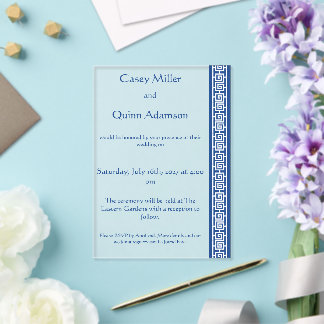 Chinese Elegance in Blue Acrylic Wedding Invitations