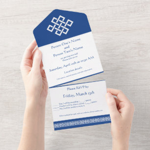 Chinese Elegance in Blue All In One Invitation