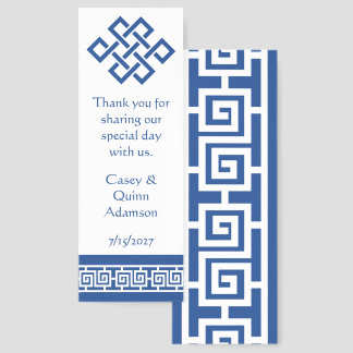 Chinese Elegance in Blue Wedding Favor Bookmarks