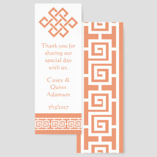 Chinese Elegance in Coral Wedding Favor Bookmarks