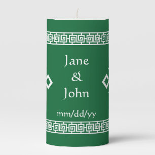 Chinese Elegance in Green Pillar Candle