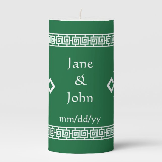 Chinese Elegance in Green  Pillar Candle (Front)