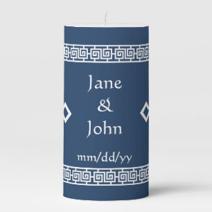Chinese Elegance in Navy  Pillar Candle