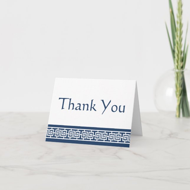 Chinese Elegance in Navy Thank You Card (Front)