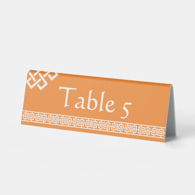 Chinese Elegance in Orange Table Tent Sign (Front)
