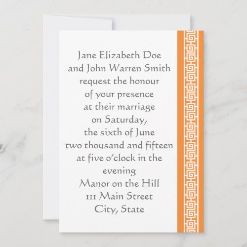 Chinese Elegance in Orange Wedding Invitation