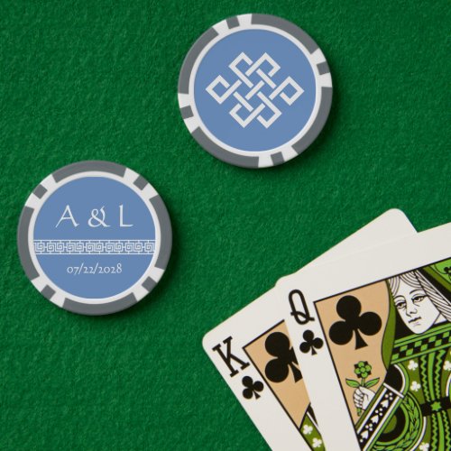 Chinese Elegance in Periwinkle Poker Chips