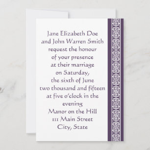 Chinese Elegance in Purple Wedding Invitation