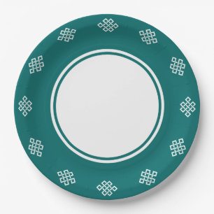 Chinese Elegance in Teal Paper Plate
