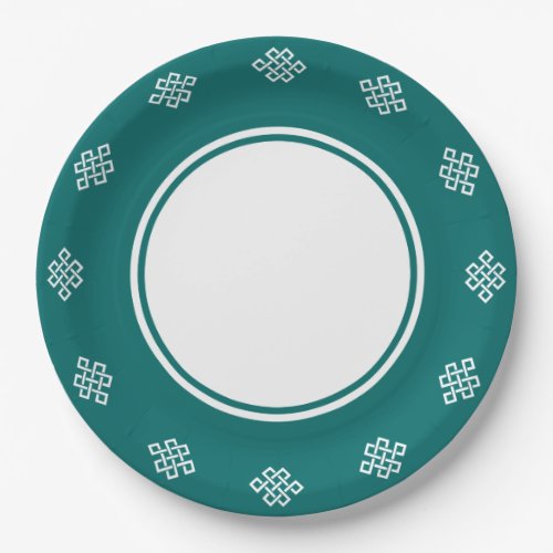 Chinese Elegance in Teal Paper Plate