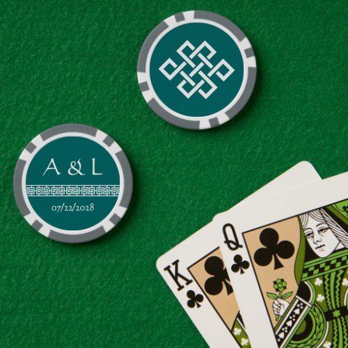Chinese Elegance in Teal Poker Chips