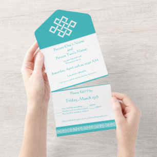 Chinese Elegance in Turquoise All In One Invitation
