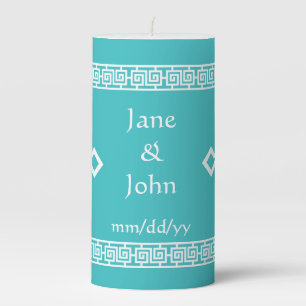 Chinese Elegance in Turquoise Pillar Candle
