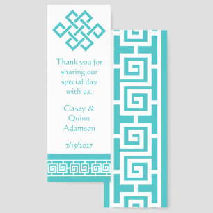 Chinese Elegance in Turquoise Wedding Favor Bookmarks