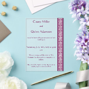 Chinese Elegance in Wine Acrylic Wedding Invitations