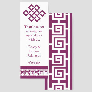 Chinese Elegance in Wine Wedding Favor Bookmarks