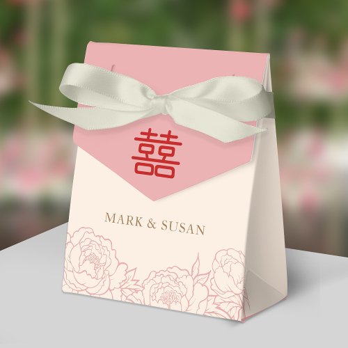 Chinese Elegant Double Happiness Peonies Wedding Favor Boxes