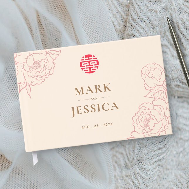 Chinese Elegant Double Happiness Wedding  Guest Book (Creator Uploaded)