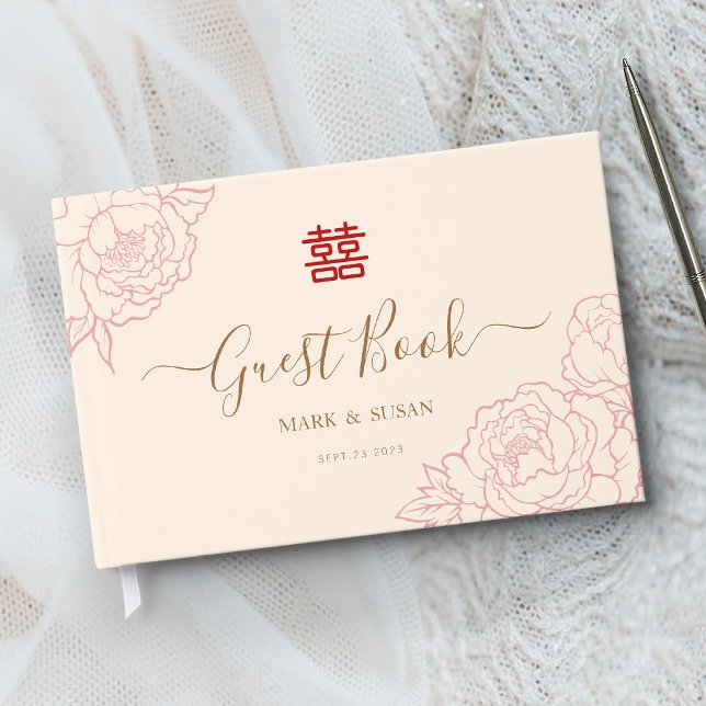 Chinese Elegant Double Happiness Wedding  Guest Book (Creator Uploaded)