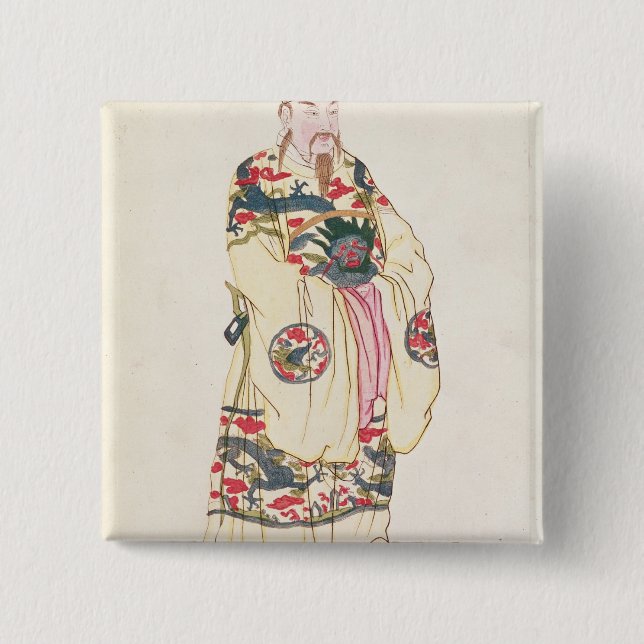 Chinese Emperor in Ceremonial Costume Button (Front)