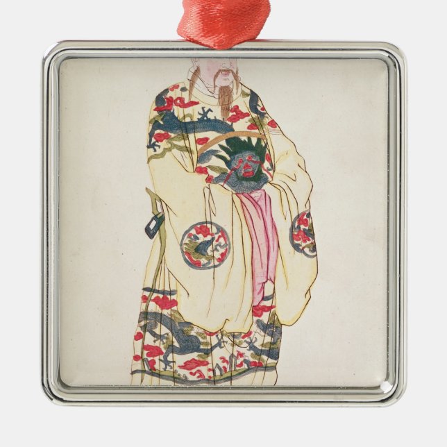 Chinese Emperor in Ceremonial Costume Metal Ornament (Front)