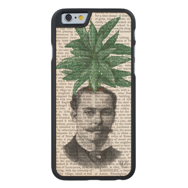 Chinese Evergreen Head Plant Head Carved Wood iPhone Case (Back)