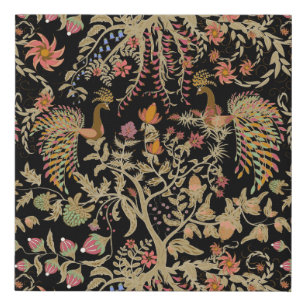 Chinese Fairy Floral Birds Pattern Faux Canvas Print