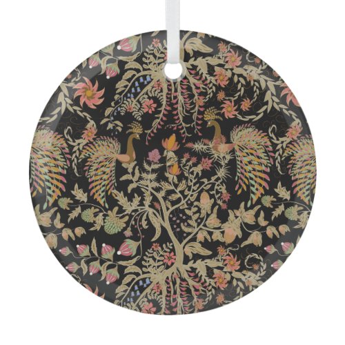 Chinese Fairy Floral Birds Pattern Glass Ornament
