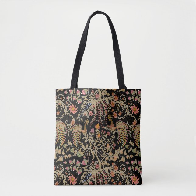 Chinese Fairy Floral Birds Pattern Tote Bag (Front)
