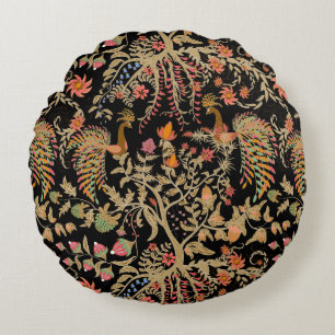 Chinese fairy floral pattern with beautiful birds round pillow